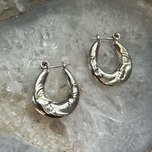 Sterling silver moon and stars vintage hoops